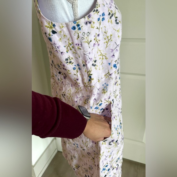 J. Jill Pale lilac Watercolor Vines Linen Dress - Picture 3 of 5